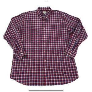 L.L. Bean Men’s Button Down Shirt Plaid Traditional Fit XL Tall Red White Blue